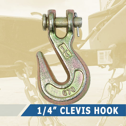 1/4 Inch Forged Clevis Grab Hook Grade 70 Set That Delivers 14,400 Lbs Breaking Strength Beefy Built Chain Hooks