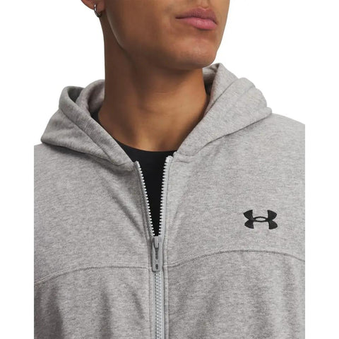 Rival Lightweight Full Zip Jacket For Men In Mod Gray Light Heather And Black with hood and zipper detail