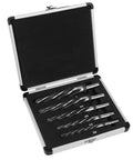 Pro Grade M2 HSS Tapered Reamer Drill Bit Set 5 Piece Precision Reamers in case sizes 3/8 to 1 inch metal wood plastic use