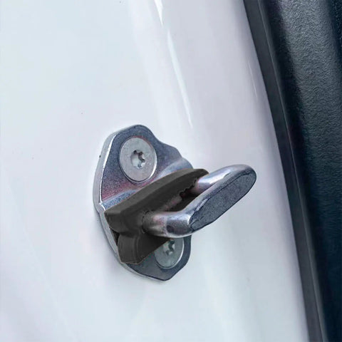 Heavy Duty Silicone Car Door Slam Buffers Four Pack To Silence Annoying Metal On Metal Rattles And Keep Your Ride Hella Quiet With Ultra Shock Absorber Pads For Every Daily Commute mounted on a car door.