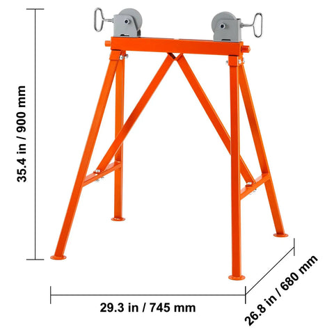 Heavy Hitter Pipe Stand With Roller Head Handles Two To Thirty Six Inch Tubing Tough As Nails Up To 2500 Pounds Beefy Forty Five Steel Build Rock Solid Triangular Base For Welding And Metal Repair Tasks