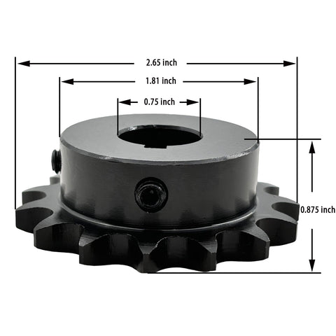 40B15 Type B Roller Chain Sprocket 15 Teeth Three Quarter Inch Bore For One Half Inch Pitch ANSI 40 Hardened 1045 Steel Drive Sprocket Built Tough Antirust Heavy Duty Gear For Industrial Machinery