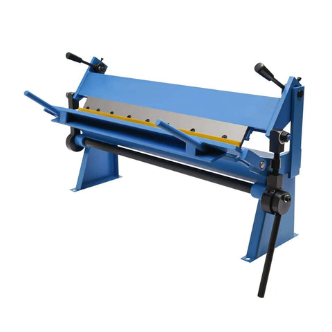 Front view of a 24 Inch Pan and Box Metal Brake with removable fingers for sheet metal bending, industrial-grade heavy duty bender for 20 gauge mild steel.