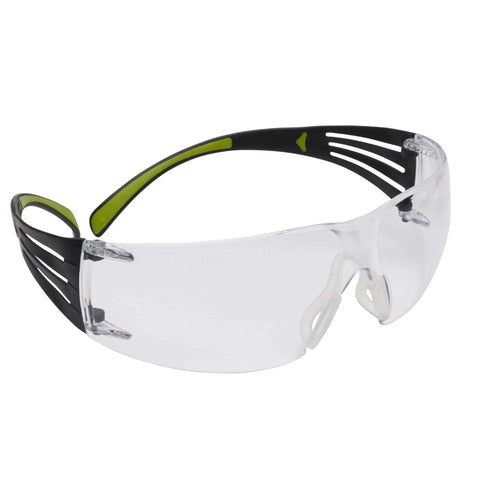 SecureFit 400 Safety Glasses For Men And Women All Day Comfort Anti Fog Clear Lenses UV Protected Green And Black Frame