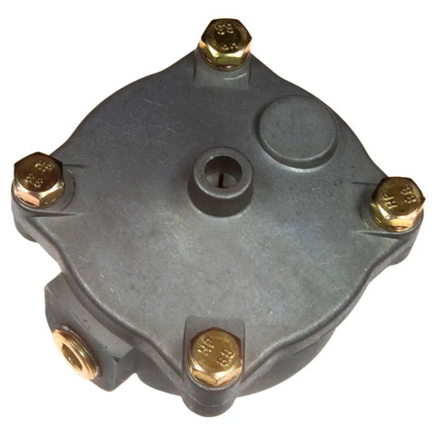 Top view of Auto Drain Valve Non Heated DV-2 for air brake reservoir, showcasing 3/8 NPT port and brass fittings, ideal for truck systems.
