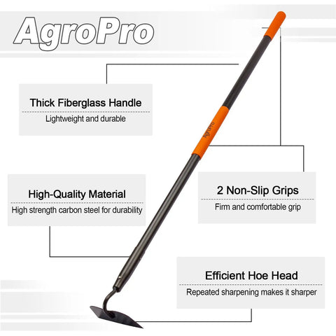 Heavy Duty Garden Hoe For Quick Weeding, Forged High Carbon Steel Blade With Rust Resistant Coating, 58 Inch Fiberglass Handle