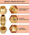 2 Pack Copper Pipe Connectors For Hvac Air Conditioning Repair Weld Free Couplings With Flare Nuts Solid Copper No Sweat Setup Heavy Duty Grip Ready To Roll For Handy Homeowners And Pros brass unions with nuts showing premium construction and clear threads