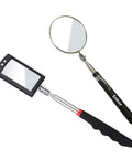 360 Degree Rotating Telescopic Inspection Mirror With LED Lights On A Stick For Auto Mechanics Extendable Reach, dual mirrors