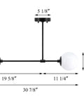 Two Light Globe Semi Flush Ceiling Light In Matte Black With White Glass Shades dimensions and specifications