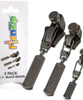Black Nickel Zipper Repair Kit Bundle With Three Sizes Small Medium And Large No Sew Slider Replacement For All Garments