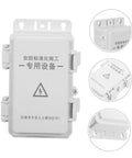 Ultimate Outdoor Waterproof Electrical Junction Box For Surveillance And Electronic Gear Durable Plastic Enclosure with visible safety warning and mounting clips.
