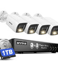 3K Two Way Audio Security Camera System With 8 Channel H265 Plus DVR AI Human and Vehicle Detection Four 5MP Cameras and 1TB HDD