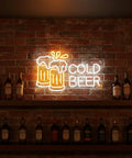Cold Beer Neon Sign For Pub And Home Bar 12V LED Neon With Flexible PET Backboard Durable Light on brick wall