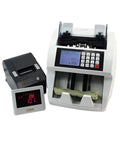Professional No Sweat Cash Counter With Lcd Screen Bill Validator And Ultraviolet Fake Money Detector Fast Sorter For Mixed Denominations showing cash in feeder.