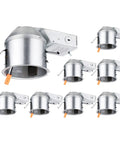 Pack Of 8 Four Inch Shallow Remodel Recessed Lighting Housing Ic Rated Airtight Cans Compatible With Fifteen Watt Leds Fits Snug In Narrow Ceilings