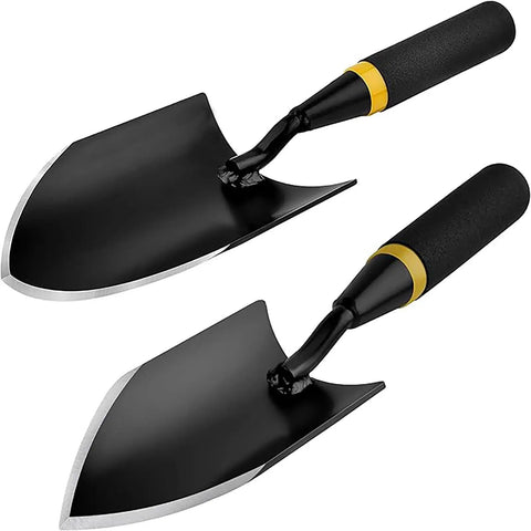 Heavy Duty Garden Hand Trowel Set With Carbon Steel Blades And Rubber Grips 2 Pack For Digging And Planting Built To Last