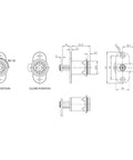 Technical drawing of Bayonet Cam Lock For Furniture And Office Cabinets, 18 Mm Cylinder Diameter, 22 Mm Lock Length, Right-Hand