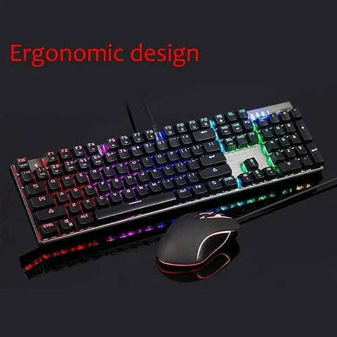 Certified Fire Mechanical Gaming Keyboard And Mouse Combo With Dual Color Rgb Backlighting And Clicky Blue Switches For Pc Gamers Wanting A Top Shelf Rig On Windows Mac Systems, showing ergonomic design and RGB lights.