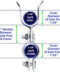 Upgrade Your Backyard With This Tough As Nails Galvanized Chain Link Fence Gate Fork Latch Designed For Point Three Eight Inch Posts And Frames Features A Secure Padlock Hole Comes In A Full Case Of Twenty Five Pieces For No Fuss Outdoor Security. Image shows measurements and design of fork latch for posts and frames.