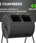 Leakproof 37.5 Gallon Compost Tumbler With Odorless Aeration, Resin Bin For Outdoor Use In Backyard And Organic Gardens