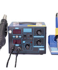 2 In 1 Soldering Rework Station With Hot Air Gun And Iron LED Display showcasing dual temperature controls.