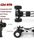 All Terrain 1/16 Scale RC Rock Crawler 4x4 Ready To Run Pickup Truck With Proportional 2.4 GHz Radio LED Lights chassis view