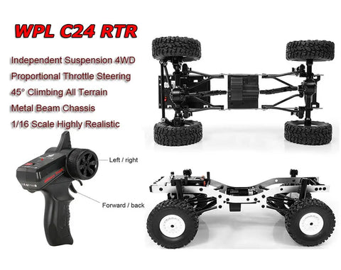 All Terrain 1/16 Scale RC Rock Crawler 4x4 Ready To Run Pickup Truck With Proportional 2.4 GHz Radio LED Lights chassis view