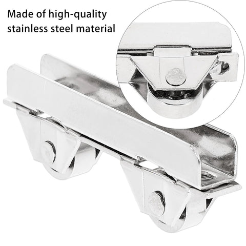 Showcase Window Roller Set, 10 Pcs Mini Sliding Door Rollers Replacement Wheels, 7.0mm Stainless Steel Pulley Clamp