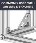 Centered Slide-In T-Nuts 10-32 For 10 Series Aluminum Extrusions in gusset and bracket setup with black zinc finish