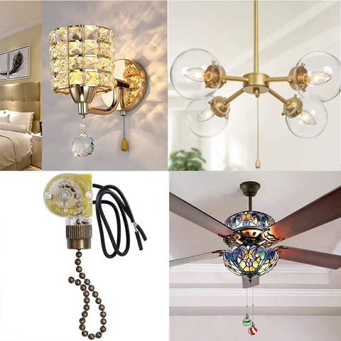 Zing Ear ZE 109 Two Wire Pull Chain Ceiling Fan Light Switch Replacement for Fans Lamps and Wall Lights On Off Bronze 2 Pack