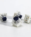 Kailh 35pcs Box Navy Clicky Mechanical Keyboard Switches, 3-Pin 95gf Pre-Lubed Heavy Force Switches For Custom Keyboards, Bold Tactile Click With Smooth Actuation Right Out Of The Box, transparent housing close-up