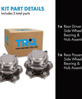 Rear Driver Side And Rear Passenger Side Wheel Bearing And Hub Assembly Set For 2019 Through 2023 Nissan Altima Front Wheel Drive Plug And Play Easy Install Two Piece Kit DIY Friendly