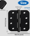 Diagram displaying dimensions of Stainless Steel Ball Bearing Door Hinges 4x4 Inch Heavy Duty Black Finish Five Eighths Inch Radius Corners.