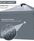 10x10 Pop Up Canopy Tent With Side Walls Waterproof Portable Shade showing waterproof fabric and ventilation port detail