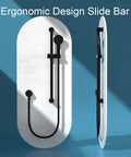 Shower Slide Bar Kit For Easy No Fuss Install, 28-Inch 304 Stainless Steel Bar With Adjustable Handheld Shower Head, Matte Black