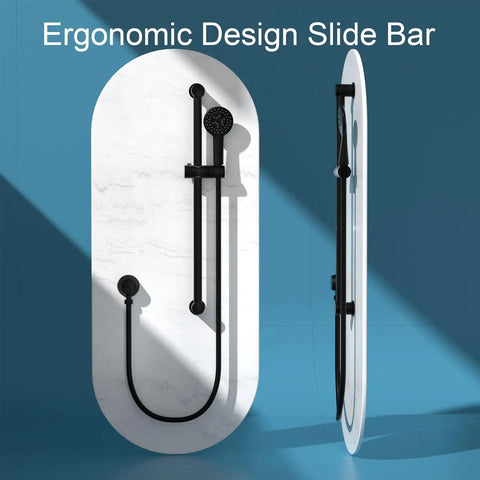 Shower Slide Bar Kit For Easy No Fuss Install, 28-Inch 304 Stainless Steel Bar With Adjustable Handheld Shower Head, Matte Black