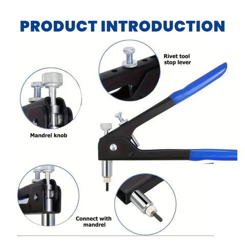 All In One Rivet Nut Tool Kit With 86 Pcs Rivnuts For M3 Through M8 showing mandrel knobs and ergonomic non-slip handles