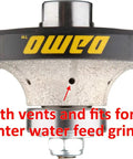 3/16 Inch Demi Bullnose Diamond Hand Profiling Wheel with center water feed, fits 5/8-11 grinder, vacuum brazed
