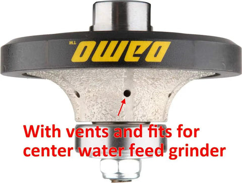 3/16 Inch Demi Bullnose Diamond Hand Profiling Wheel with center water feed, fits 5/8-11 grinder, vacuum brazed