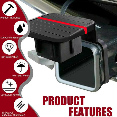 2 Inch Trailer Hitch Cover Dust Proof Plug Square Mouth Protector With American Flag For Receiver Tube Cap Black Red Line Made From TPU