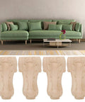 European Style Engraved Wooden Furniture Feet Carved Legs For Sofa Cabinet Table, solid rubber wood, set of four.