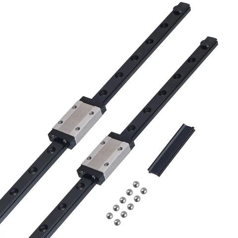 4 Pack MGN12 500mm Linear Rail Guide Kit With 4 MGN12H Bearing Carriages, showing linear rails and carriages