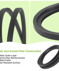 Heavy Duty Replacement V Belt For Mower Deck 5/8 By 139 Inches showing rubber and aramid fiber construction, wear-resistant surface.