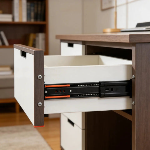 Soft Close Drawer Slides 20 Inch Heavy Duty 1 Pair Rugged Steel With Dual Ball Bearings For Smooth Quiet Opens And Long Lasting Durability Ideal For Kitchen Cabinets Dressers And Garage Drawers installed on a white cabinet drawer