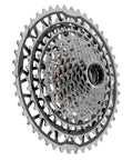 XPLR 13-Speed Cassette 10-46T For Gravel Cycling, Beefy Steel Cogs, shown in side angle view