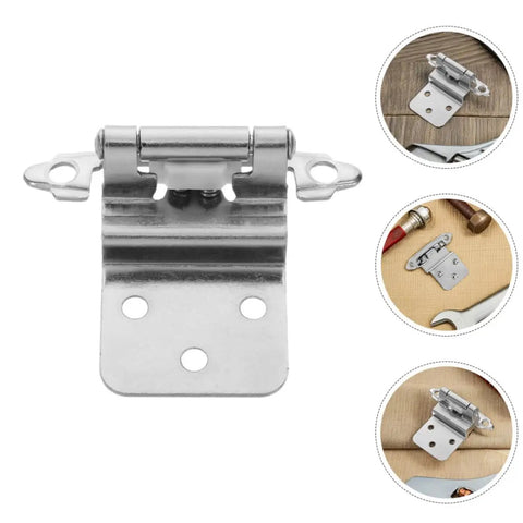 Heavy Duty Self Closing Flush Mount Cabinet Hinges 4 Pack With Quiet Close Iron Construction, front view and detail shots