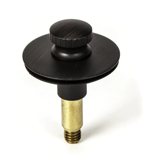 Top Rated Universal Bathtub Drain Stopper Push Pull Lift N Lock Plug with brass inserts and steel alloy housing for easy use.