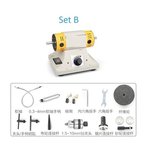 Badass 850W Workshop Lathe And Slick Jade Polisher Ridiculously Fast 11000 RPM Die Grinder With Milling Cutter Kit For Rough Grinding Smooth Polishing Drilling Wood Amber Wax Bodhi Crafting Set D, various attachments and tools included