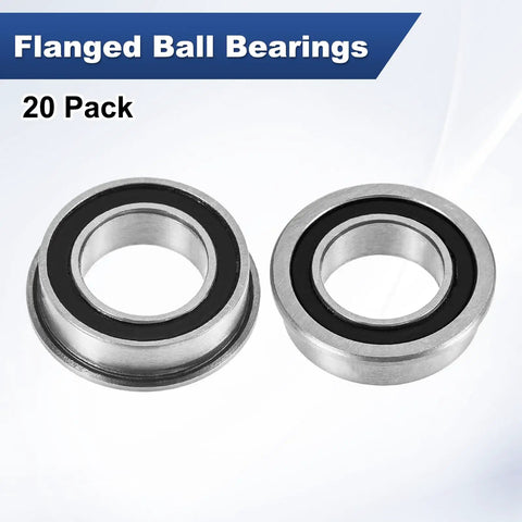 Flanged Ball Bearing 6x10x3mm 2RS Double Rubber Seal Chrome Steel GCr15 Deep Groove Bearing Multipack 20, 2 bearings shown