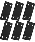 Set of six Heavy Duty Stainless Steel Mending Plates with predrilled holes for wood cabinets and furniture repairs, flat joining brackets.